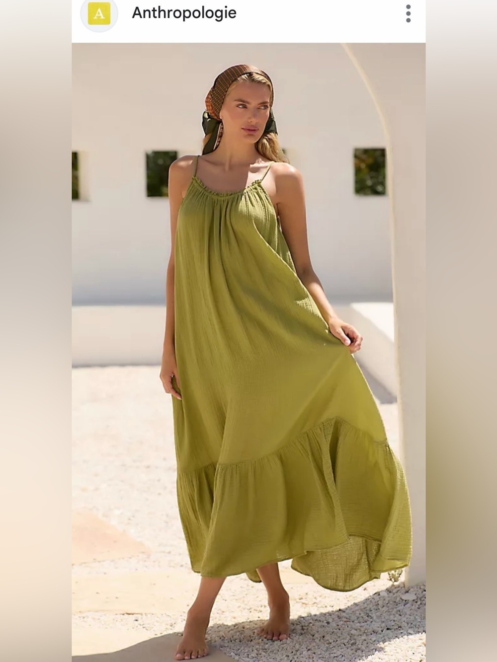 Malika Gauze Maxi Dress by Celandine in Colour Guacamole - Like New!